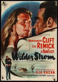 6g376 WILD RIVER German '60 directed by Elia Kazan, Rehak art of Montgomery Clift & Lee Remick!