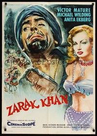 6g378 ZARAK German '57 different Williams art of sexiest Anita Ekberg + Victor Mature!