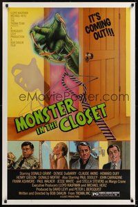 6h342 MONSTER IN THE CLOSET 1sh '86 Troma, cool artwork of monster hand reaching out from closet!