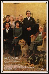 6h345 MOONSTRUCK style B 1sh '87 Nicholas Cage, Danny Aiello, Cher, great cast portrait!