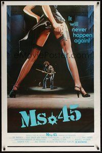 6h348 MS. .45 1sh '81 Abel Ferrara cult classic, great artwork of sexy girl's legs with gun!