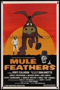 6h349 MULE FEATHERS 1sh '77 western cartoon, Don Knotts as the voice of Nelson, the mule!