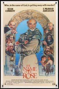 6h358 NAME OF THE ROSE 1sh '86 Der Name der Rose, great Drew Struzan art of Sean Connery as monk!