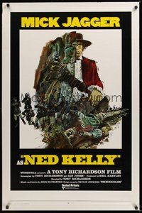 6h362 NED KELLY int'l 1sh '70 artwork of Mick Jagger as Australian bandit, Tony Richardson!