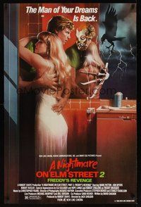 6h368 NIGHTMARE ON ELM STREET 2 1sh '85 cool art of Freddy Krueger by Matthew Peak!