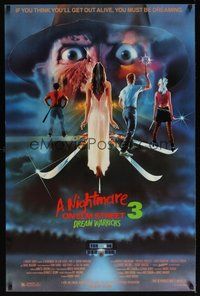 6h369 NIGHTMARE ON ELM STREET 3 1sh '87 cool horror artwork of Freddy Krueger by Matthew Peak!