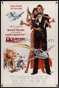 6h373 OCTOPUSSY 1sh '83 art of sexy Maud Adams & Roger Moore as James Bond by Daniel Gouzee!