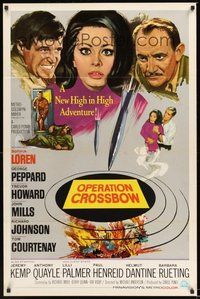 6h376 OPERATION CROSSBOW int'l 1sh '65 sexy Sophia Loren & George Peppard on a top secret mission!