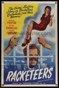 6h388 PEOPLE'S ENEMY 1sh R47 Preston Foster behind bars, sexy smoking Lila Lee, Racketeers!