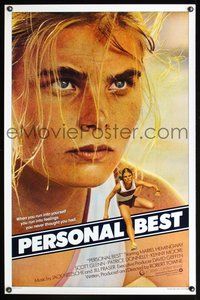 6h389 PERSONAL BEST teaser 1sh '82 great close-up of athletic determined Mariel Hemingway!