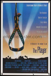 6h394 PLAYER 1sh '92 Robert Altman, Tim Robbins, great image of noose made of film!