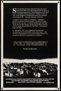 6h397 POLTERGEIST int'l 1sh '82 Tobe Hooper, Steven Spielberg, creepy image of suburbs!