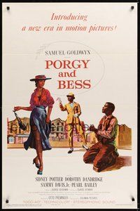 6h399 PORGY & BESS 1sh '59 art of Sidney Poitier, Dorothy Dandridge & Sammy Davis Jr.!