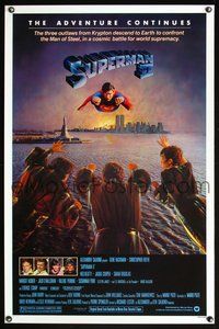 6h494 SUPERMAN II 1sh '81 Christopher Reeve, Terence Stamp, great image over New York City!