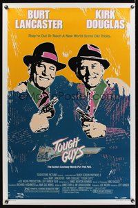 6h522 TOUGH GUYS 1sh '86 great artwork of partners in crime Burt Lancaster & Kirk Douglas!