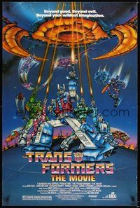 6h524 TRANSFORMERS THE MOVIE 1sh '86 animated robot action cartoon!