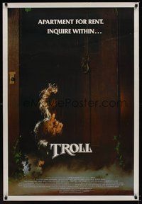 6h526 TROLL 1sh '85 wacky image of monster hiding behind door, produced by Albert Band!