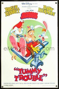 6h531 TUMMY TROUBLE DS 1sh '89 Roger Rabbit & sexy Jessica with doctor Baby Herman!