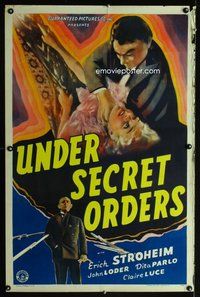 6h534 UNDER SECRET ORDERS 1sh '43 Erich von Stroheim, gripping expose of most sinister spy ring!