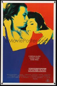 6h535 UNTAMED HEART int'l DS 1sh '93 romantic artwork of Christian Slater & Marisa Tomei!