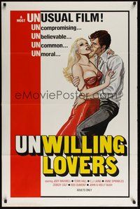 6h537 UNWILLING LOVERS 1sh '77 uncompromising, unbelievable, great art of very sexy Jody Maxwell!