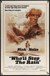 6h557 WHO'LL STOP THE RAIN 1sh '78 artwork of Nick Nolte & Tuesday Weld by Tom Jung!