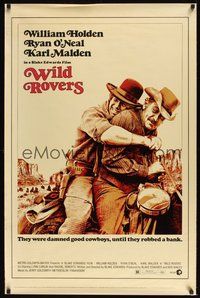 6h559 WILD ROVERS 1sh '71 great close up of William Holden & Ryan O'Neal on horse, Blake Edwards!