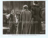 6k185 BRIDES OF DRACULA 7.75x10 still '60 man & woman facing Peter Cushing as Van Helsing!