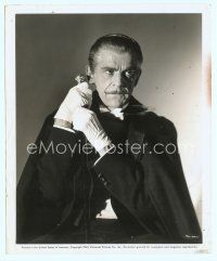 6k228 CLIMAX 8x10 still '44 close up of Boris Karloff wearing tuxedo & cape and holding cane!