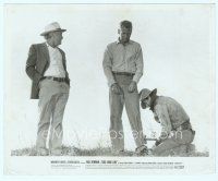 6k235 COOL HAND LUKE 8x10 still '67 Strother Martin has shackles put on Paul Newman's feet!