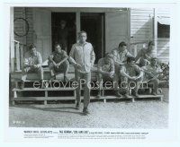 6k234 COOL HAND LUKE 8x10 still '67 Paul Newman walks away from Stanton & inmates on steps!