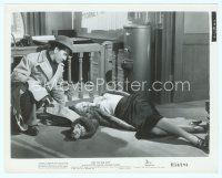 6k240 CRY OF THE CITY 8x10 still R54 Richard Conte with gun over unconscious woman on ground!