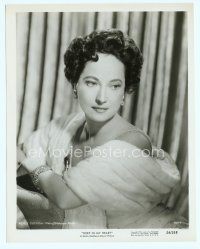 6m370 MERLE OBERON 8x10 still '54 close up of the beautiful actress wearing fur & diamonds!