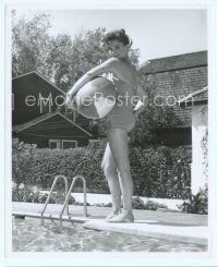 6m390 NATALIE WOOD 8x10 still '56 full-length in swimsuit holding beach ball by swimming pool!