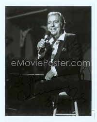 6s384 TENNESSEE ERNIE FORD signed repro 8x10 REPRO still '80s sitting on stool singing w/microphone
