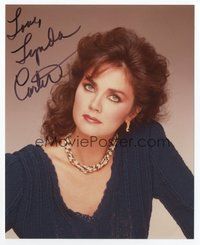 6s336 LYNDA CARTER signed color 8x10 REPRO still '90s close portrait wearing lots of jewelry!
