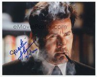 6s341 MARTIN SHEEN signed color 8x10 REPRO still '00 super close up smoking portrait of the actor!