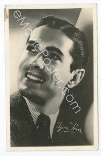 6s117 TYRONE POWER signed postcard '40s letting Fritz know that he will see him later!
