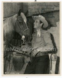 6s139 CHARLES STARRETT signed 8x10 still '40s with his horse and long inscription!