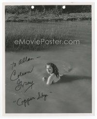 6s141 COLEEN GRAY signed 8x10 still '57 swimming naked in muddy water from Copper Sky!