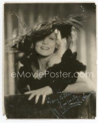 6s204 MARLENE DIETRICH signed 7.5x9.5 still '30s great close smiling portrait wearing wild hat!