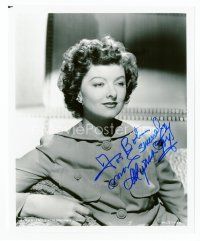 6s346 MYRNA LOY signed 8x10 REPRO still '90 waist-high seated portrait of the pretty star!