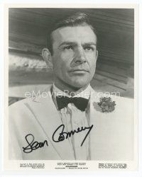 6s367 SEAN CONNERY signed 8x10 REPRO still '90 c/u in white tuxedo as James Bond from Goldfinger!