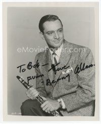 6s379 STEVE ALLEN signed 8x10 REPRO still '90 c/u holding clarinet when he played Benny Goodman!