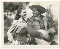 6s233 TEX RITTER signed deluxe 8x10 still '41 playing guitar for pretty gal in North of the Rockies