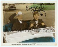6s179 MICKEY ROONEY signed color 8x10 still '39 by Mickey Rooney, in car with nervous Lewis Stone!