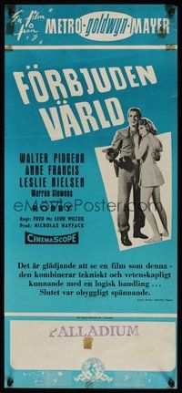 6y125 FORBIDDEN PLANET Swedish stolpe '56 cool image of Anne Francis & Leslie Nielsen!