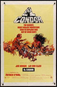 7d251 EL CONDOR style A 1sh '70 Jim Brown, Lee Van Cleef, Howard Terpning art!