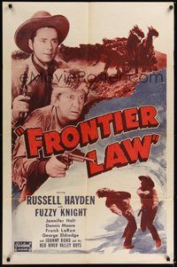 7d315 FRONTIER LAW 1sh R50 cowboy Russell Hayden, Fuzzy Knight!