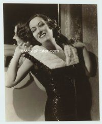 7f180 GLORIA SWANSON deluxe 7x9 still '30s wearing incredible black sequined gown w/ermine collar!